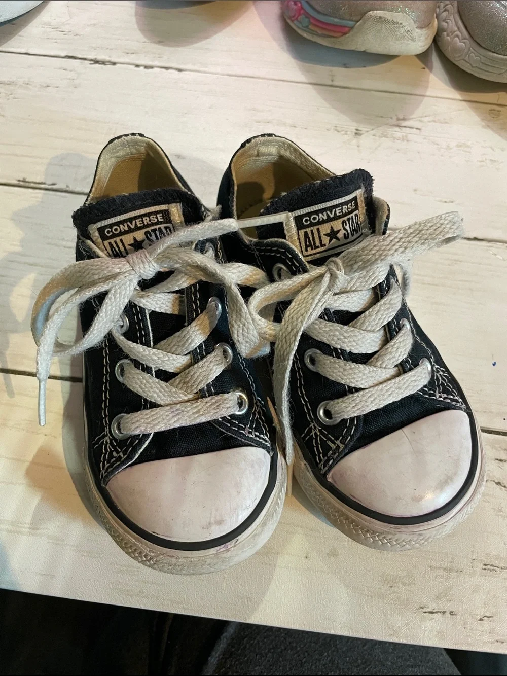 Converse Black and White Low-Top Kids Sneakers